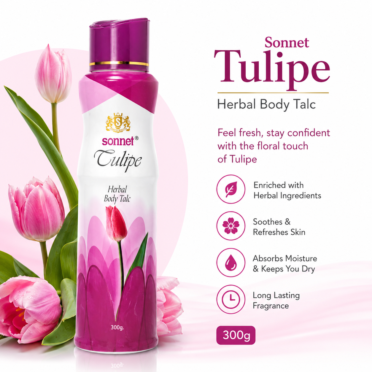 SONNET TULIPE HERBAL BODY TALC 300GRM