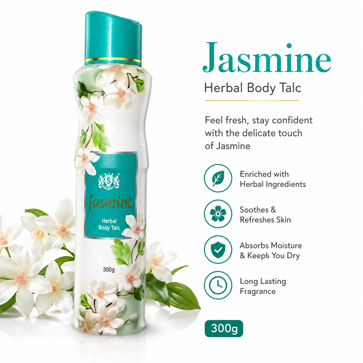 SONNET JASMINE HERBAL BODY TALC 300GRM