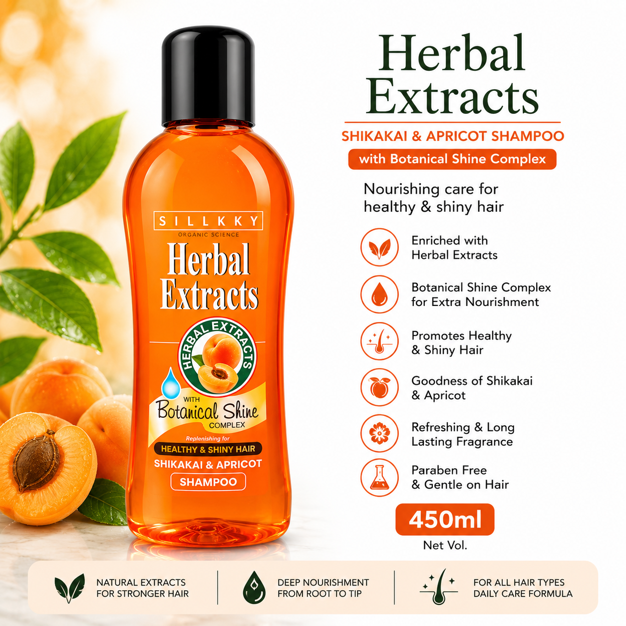 Sillkky Herbals Extracts Shikkakal & Apricot Shampoo(900ml)